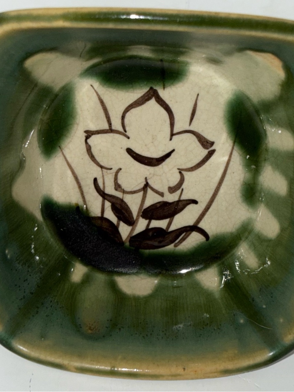 Green Floral Ceramic Home Art Accent